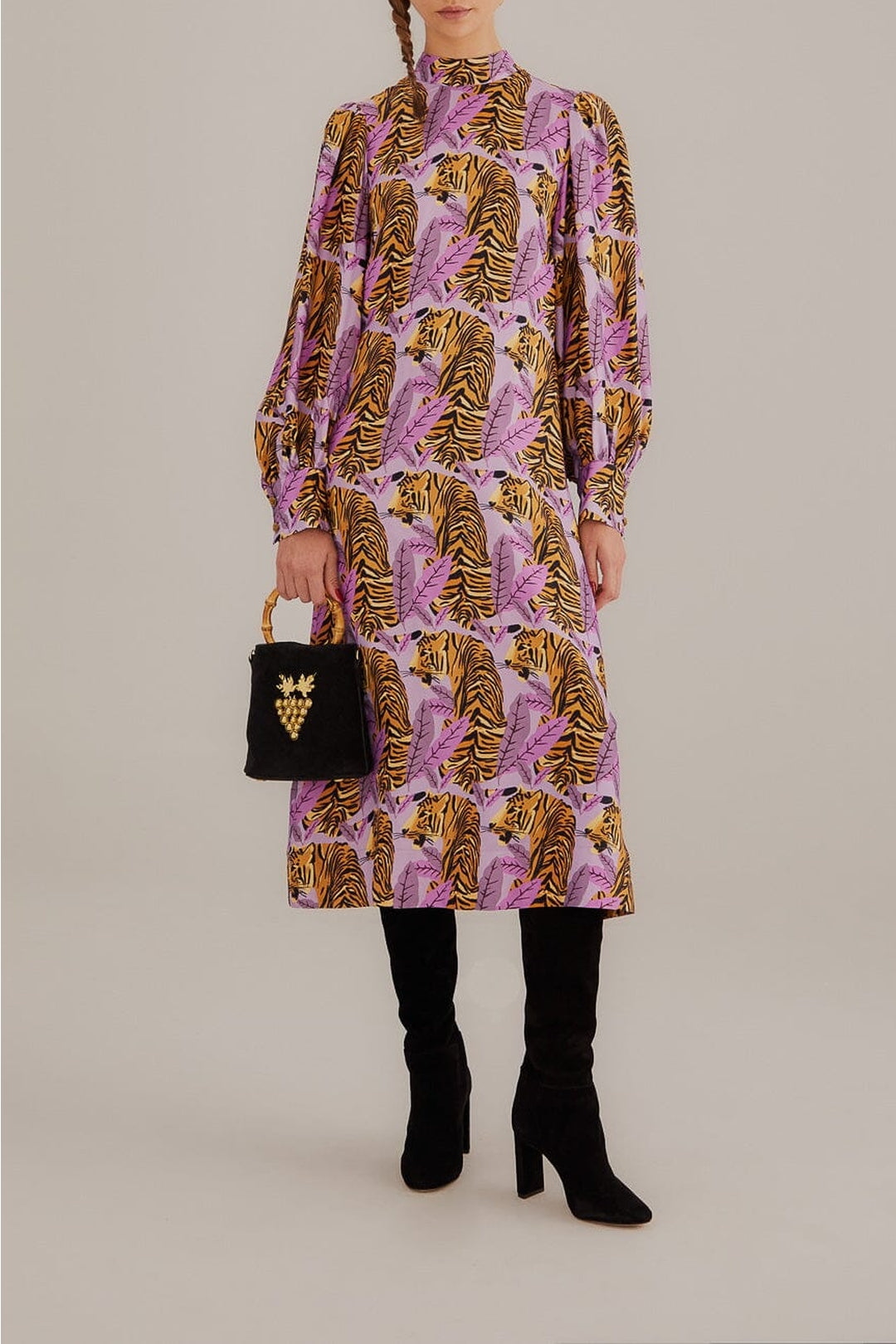 Robe midi Lavande à feuilles de tigre - Violet