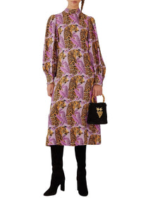 Robe midi Lavande à feuilles de tigre - Violet