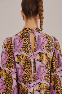 Robe midi Lavande à feuilles de tigre - Violet
