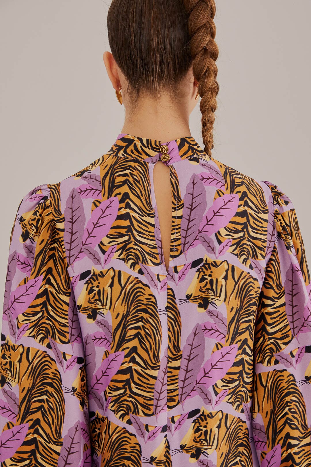 Robe midi Lavande à feuilles de tigre - Violet