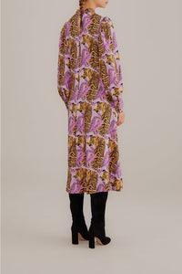 Robe midi Lavande à feuilles de tigre - Violet