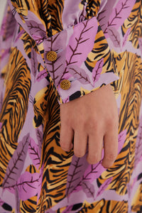 Robe midi Lavande à feuilles de tigre - Violet