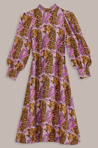 Robe midi Lavande à feuilles de tigre - Violet