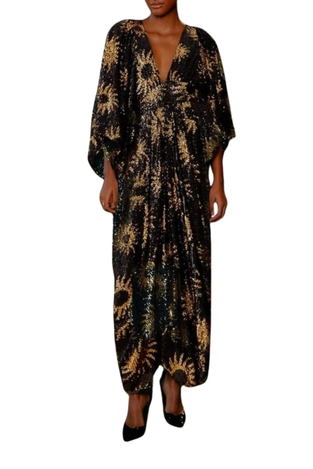 Robe longue Sunny Mood à sequins - Noir