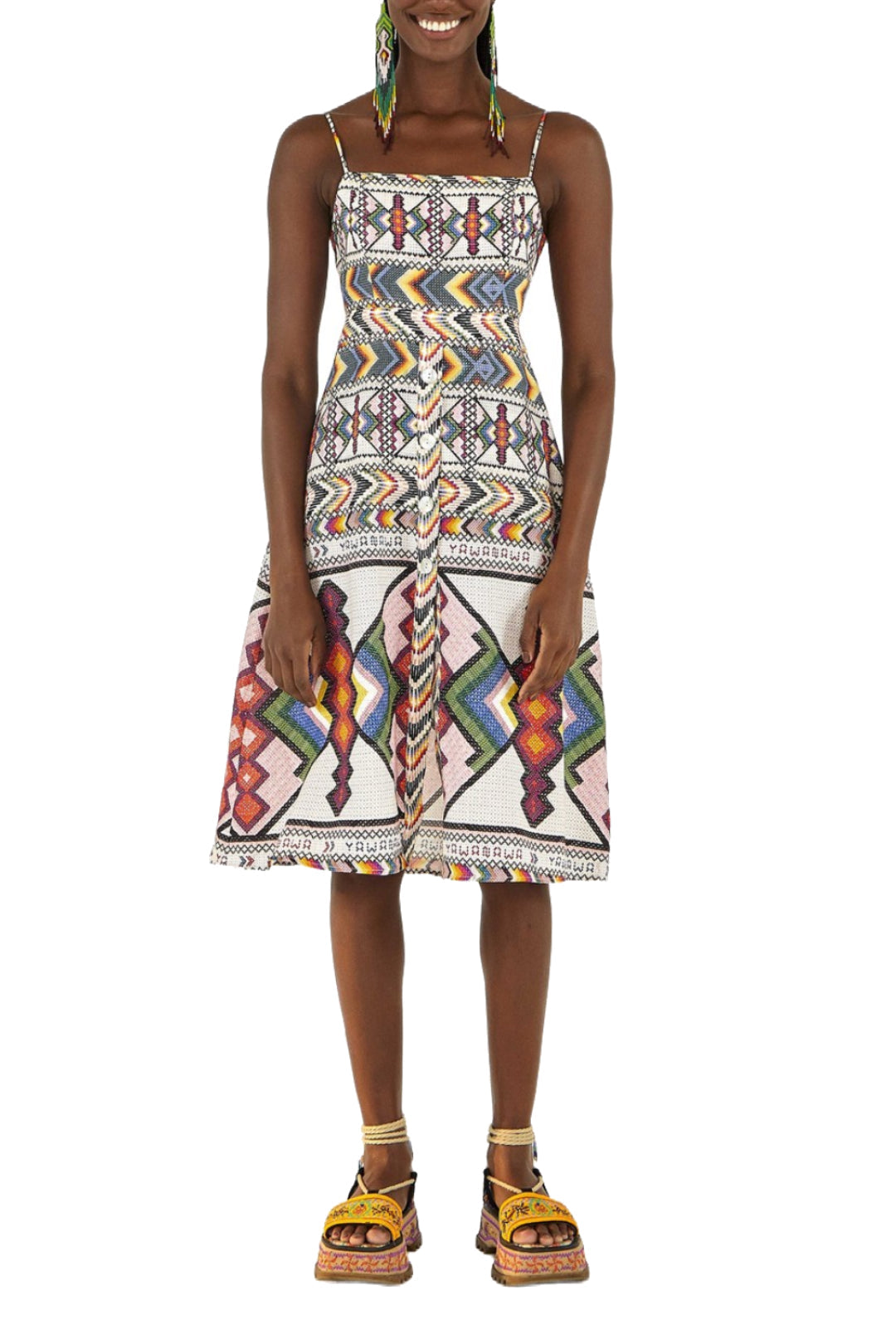 Robe midi Amulette en lin - Multicolore