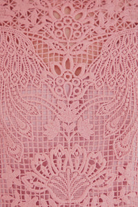 Blouse à manches longues et guipure - Rose