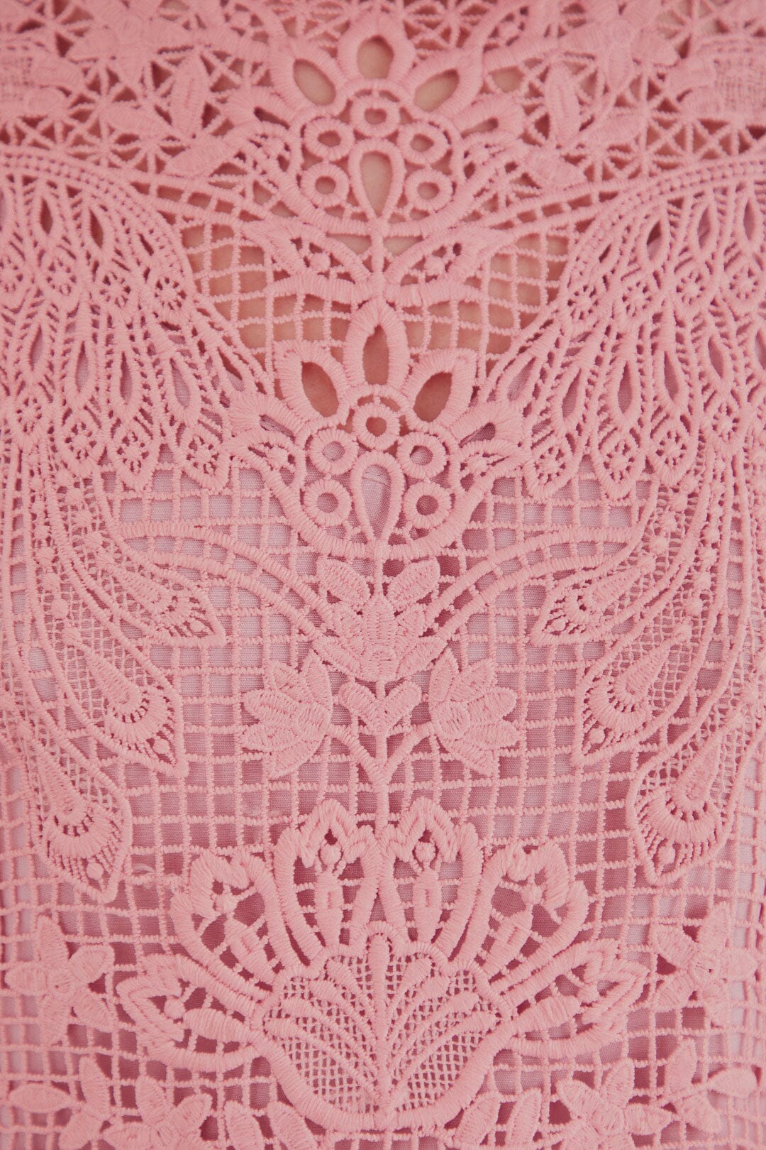 Blouse à manches longues et guipure - Rose