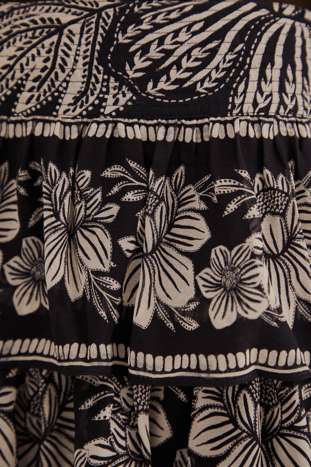 Jupe à volants et motif cachemire - Noir