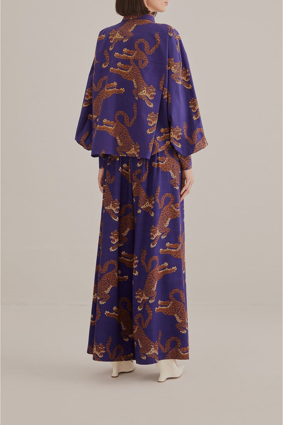 Pantalon à motif Léopard en coton - Bleu
