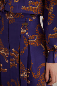 Pantalon à motif Léopard en coton - Bleu