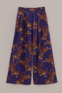 Pantalon à motif Léopard en coton - Bleu