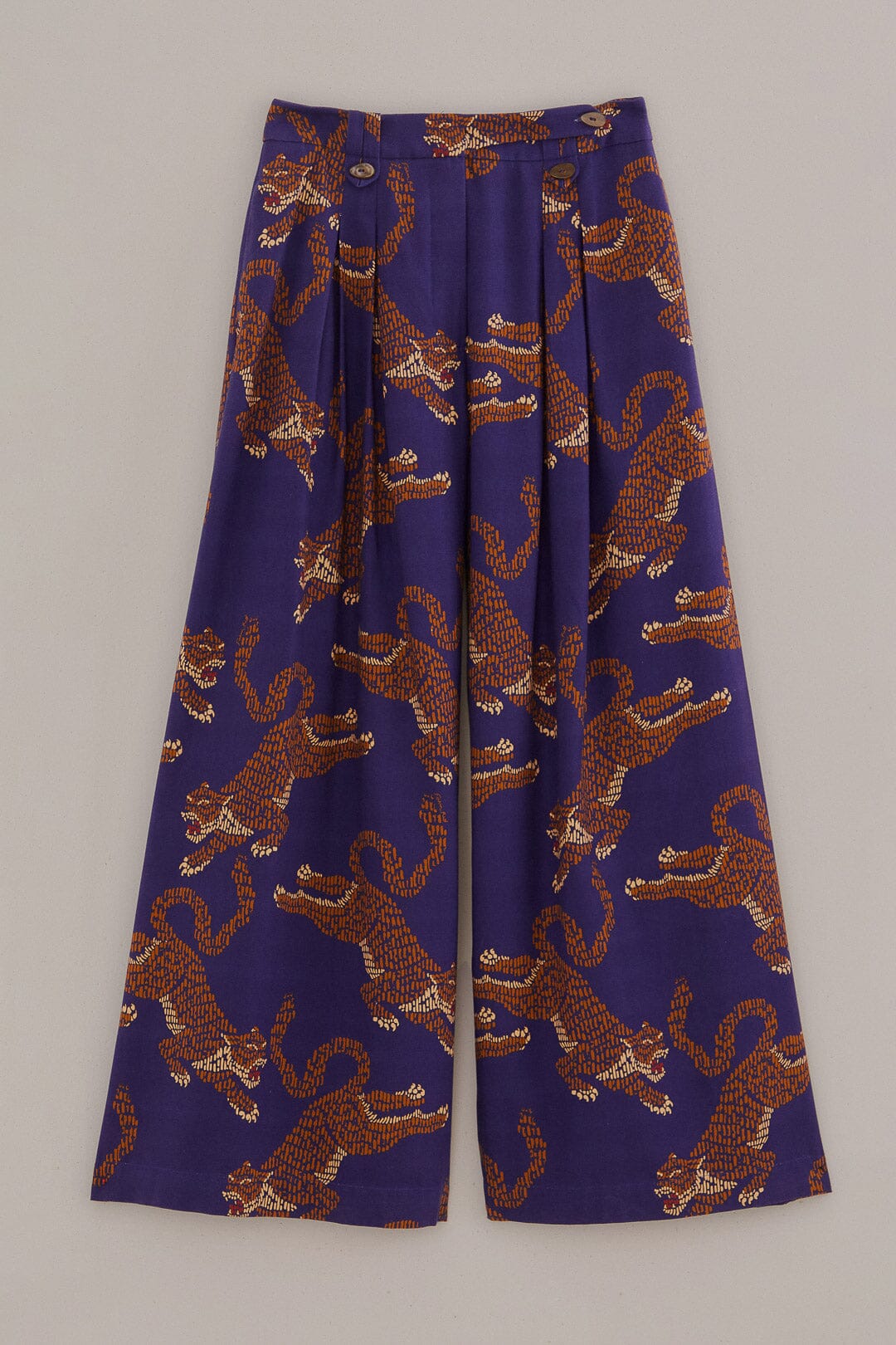 Pantalon à motif Léopard en coton - Bleu