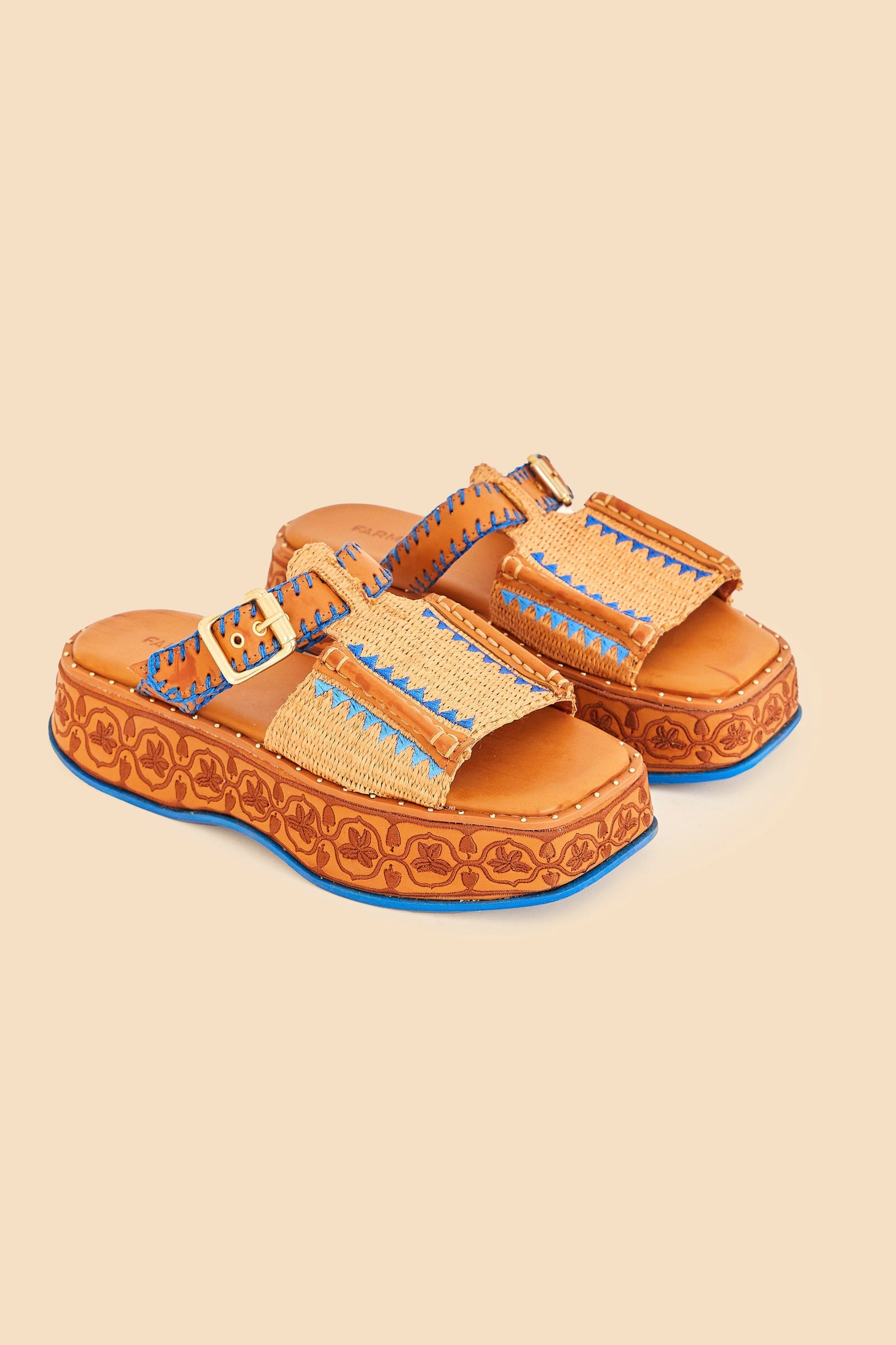 Mules à plateforme et bout carré - Orange