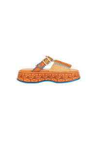 Mules à plateforme et bout carré - Orange