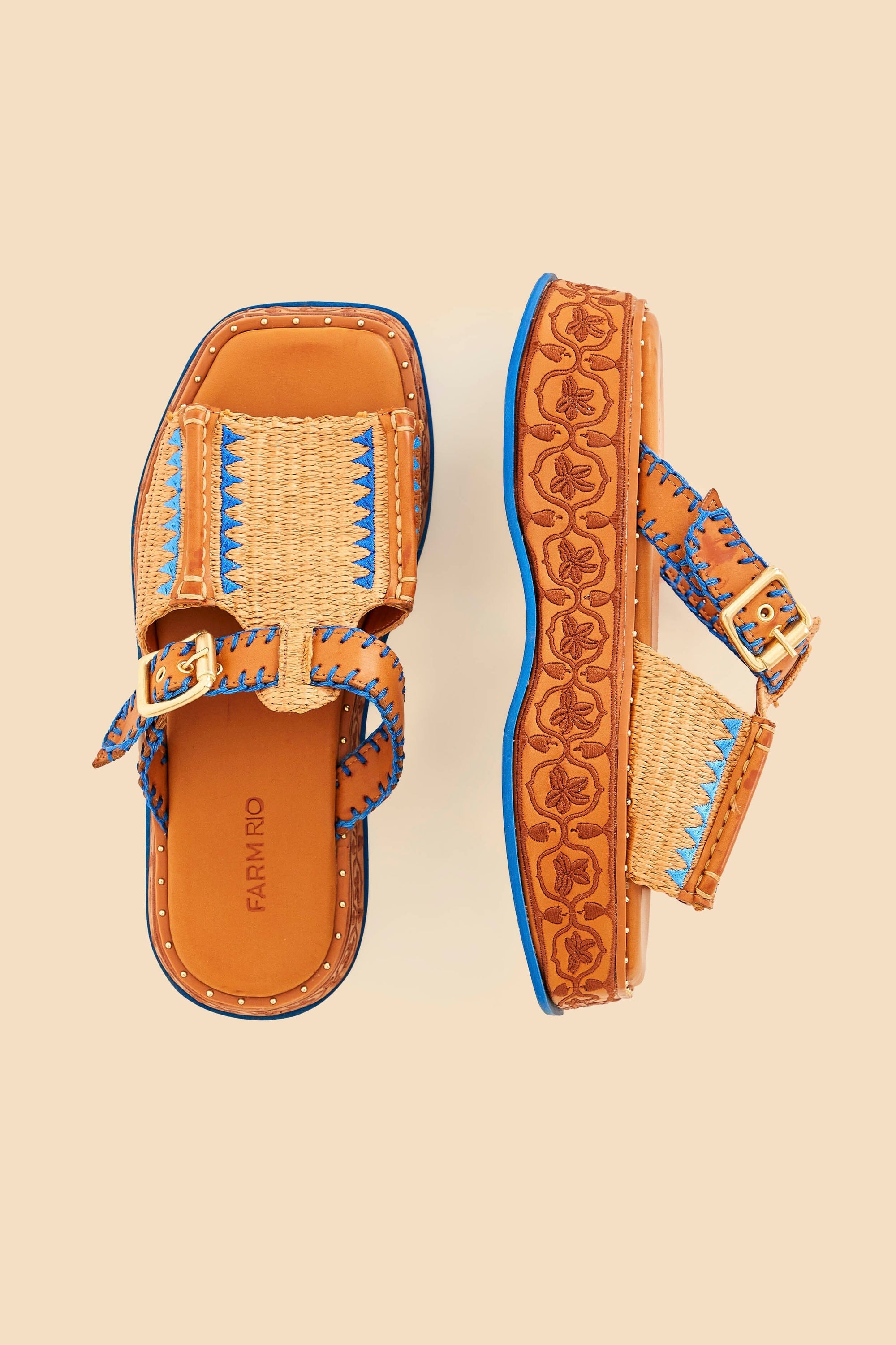 Mules à plateforme et bout carré - Orange
