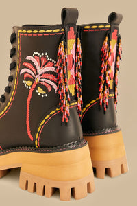 Bottes mi-hautes brodées - Noir