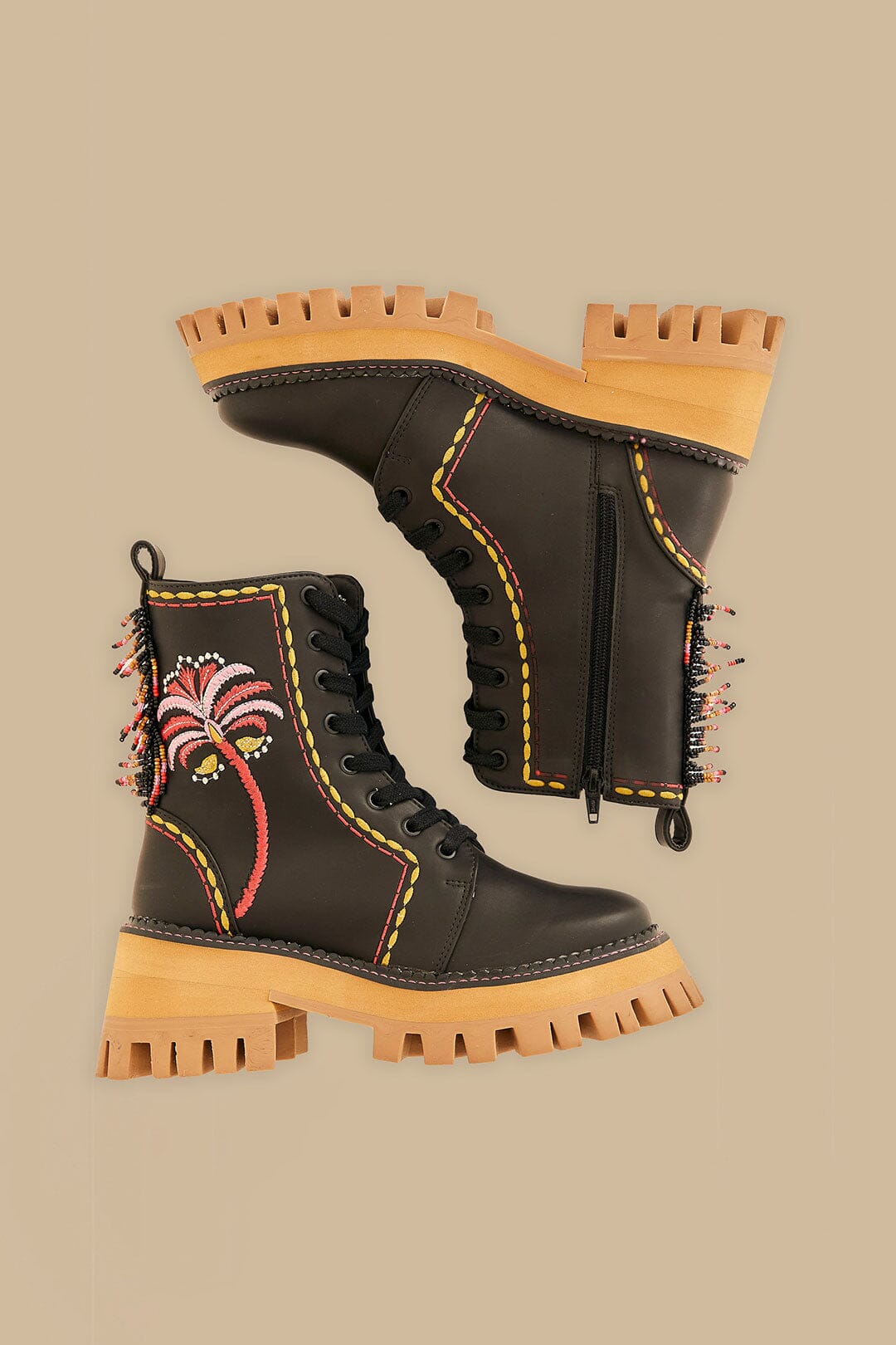 Bottes mi-hautes brodées - Noir