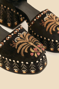Sandales hautes en velours - Noir