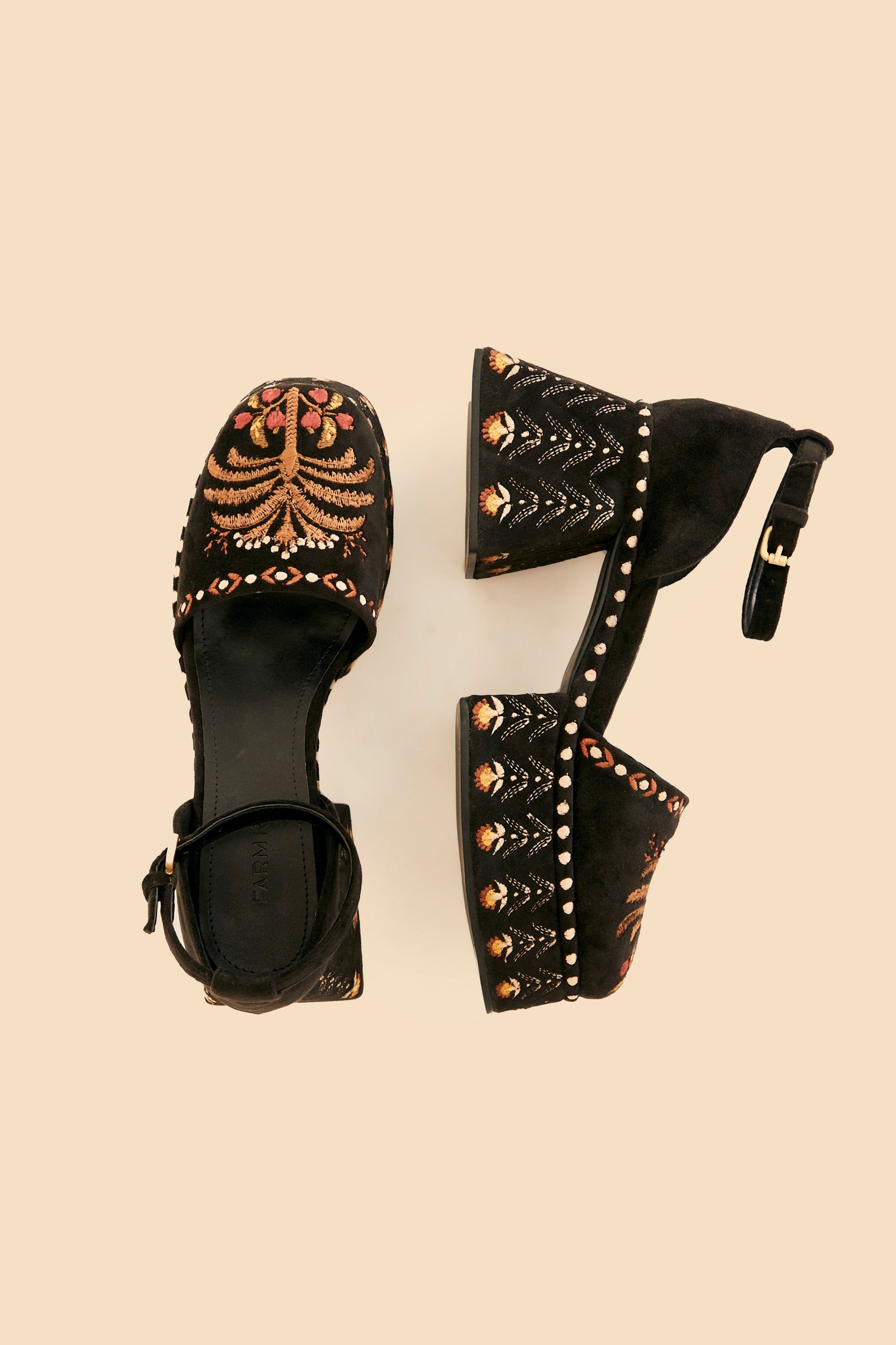 Sandales hautes en velours - Noir