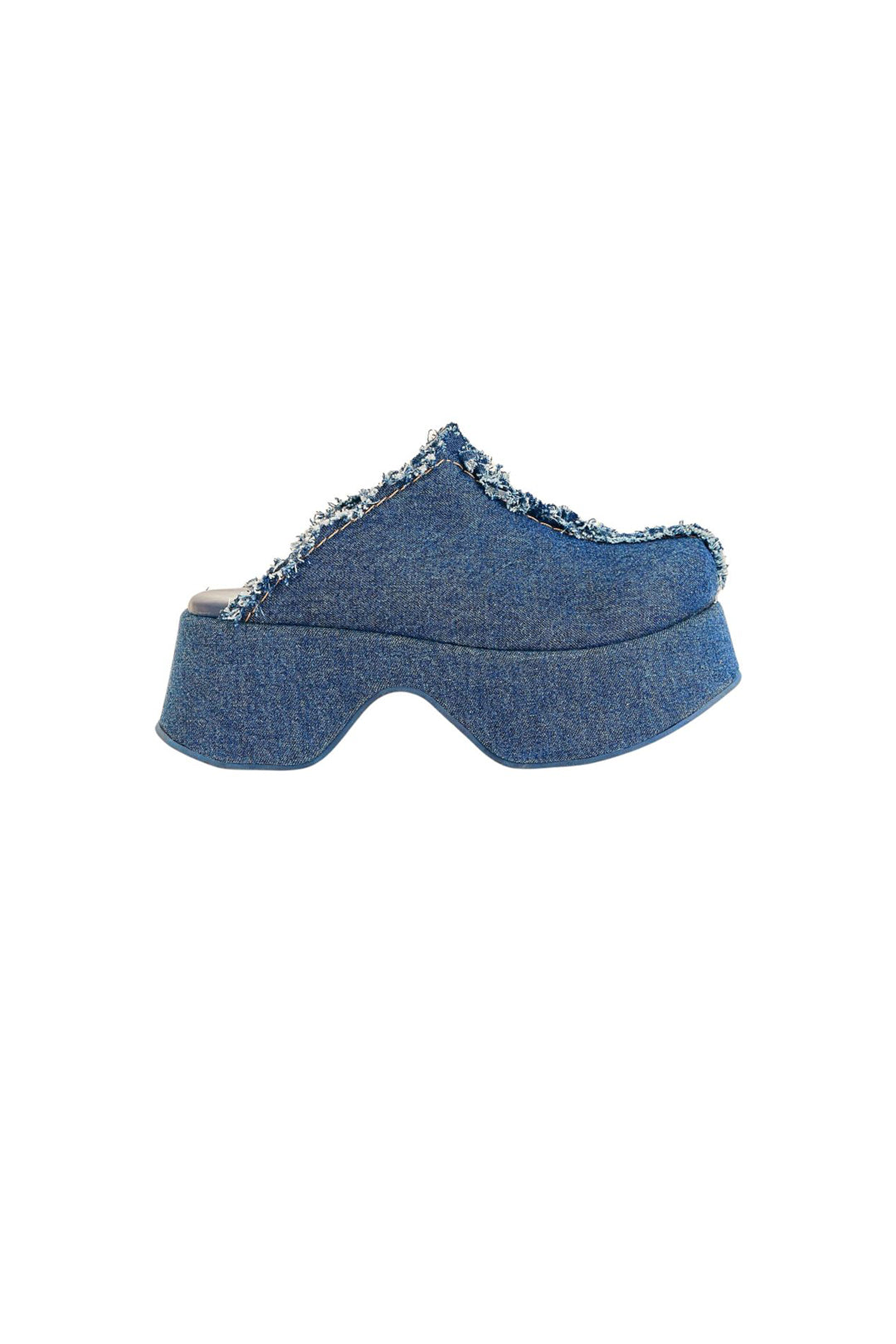 Sabots à plateforme en denim - Bleu