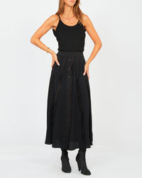Jupe ruffles en crêpe de soie - Noir