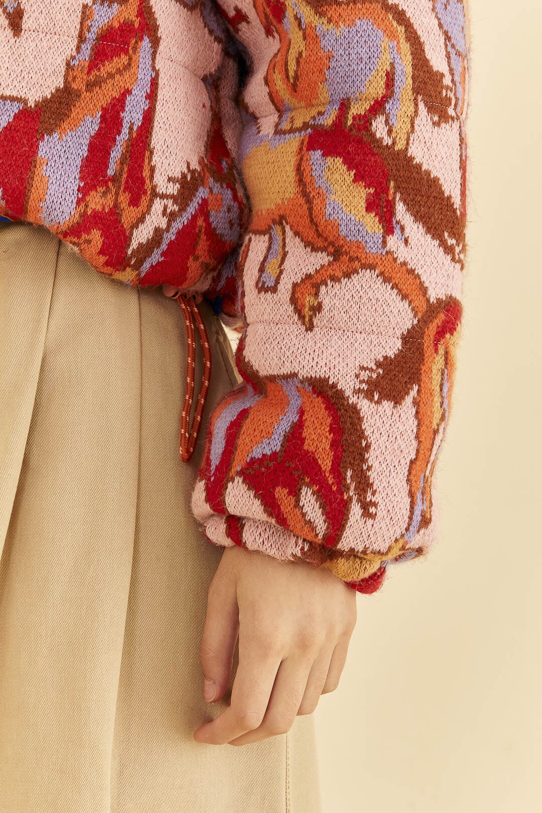 Doudoune réversible Chevaux sauvages en tricot - Rose