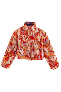 Doudoune réversible Chevaux sauvages en tricot - Rose