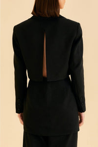 Veste blazer découpée en coton - Noir