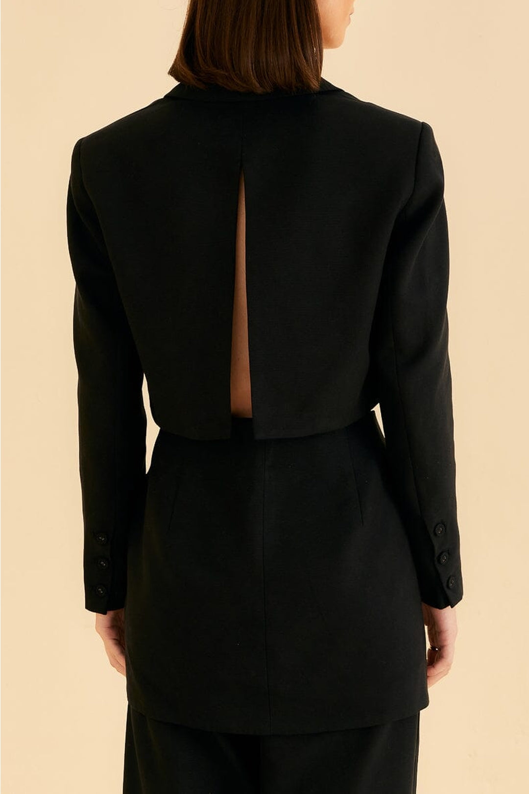 Veste blazer découpée en coton - Noir