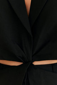 Veste blazer découpée en coton - Noir
