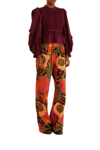 Pantalon taille basse en coton - Rouge