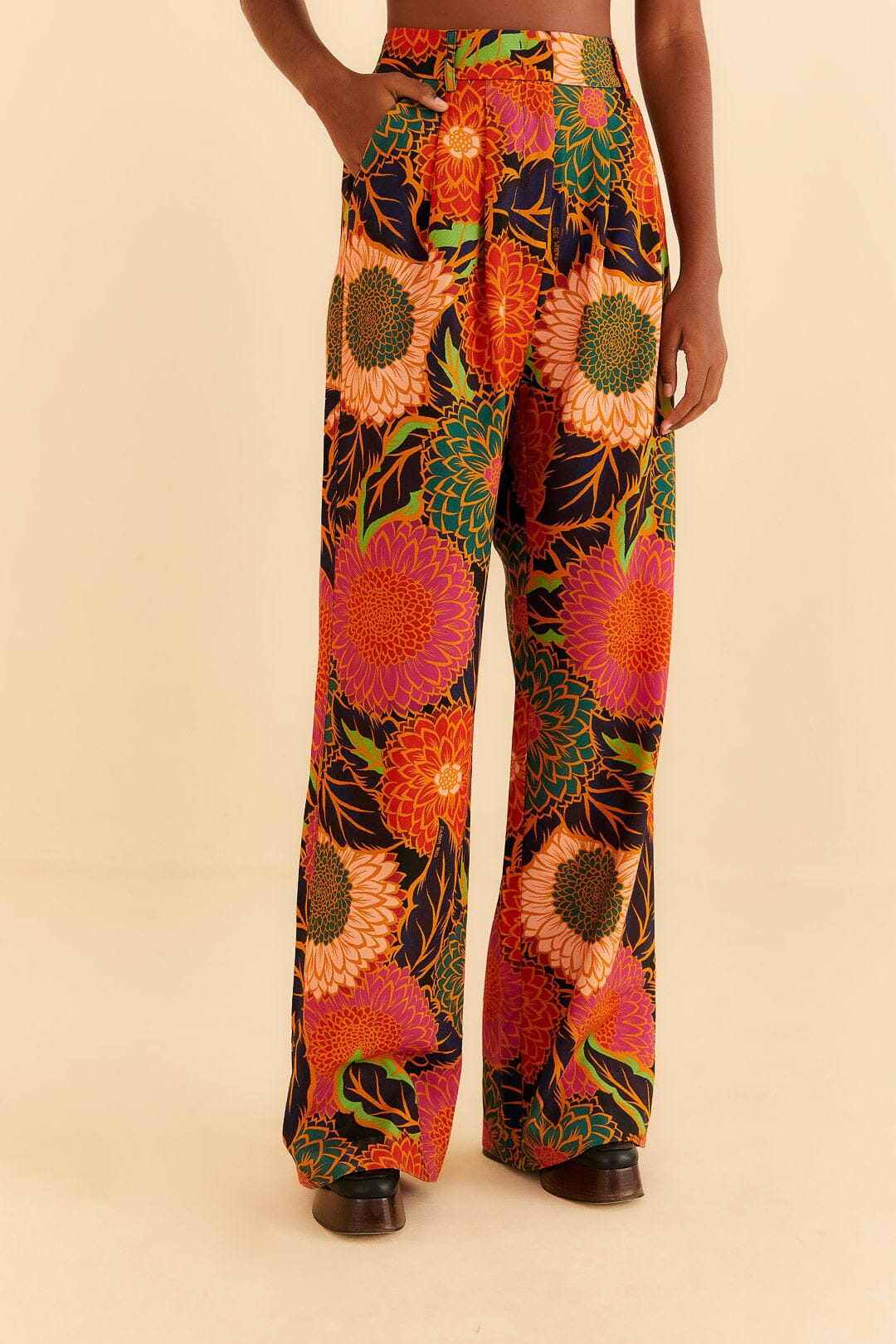Pantalon taille basse en coton - Rouge