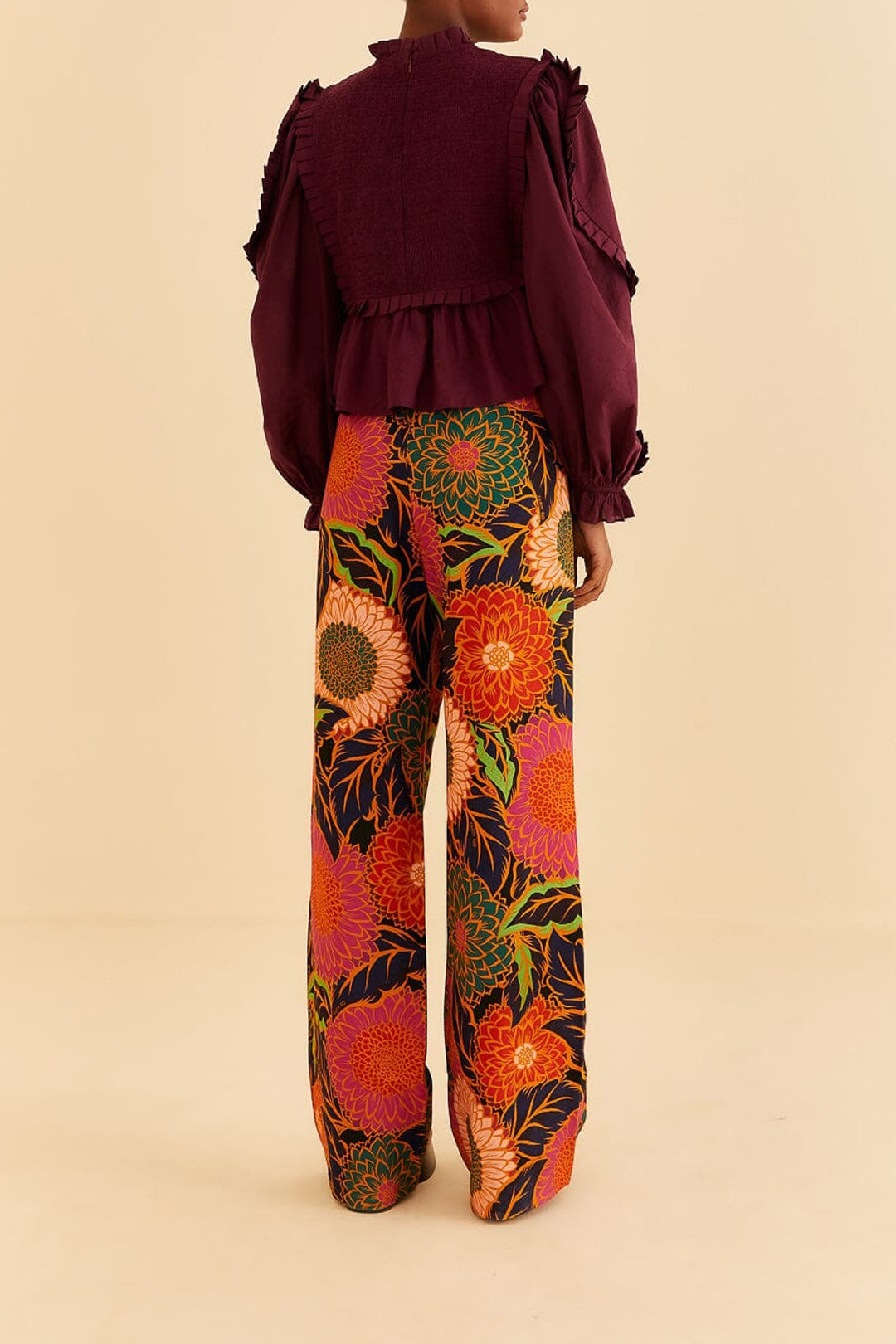 Pantalon taille basse en coton - Rouge