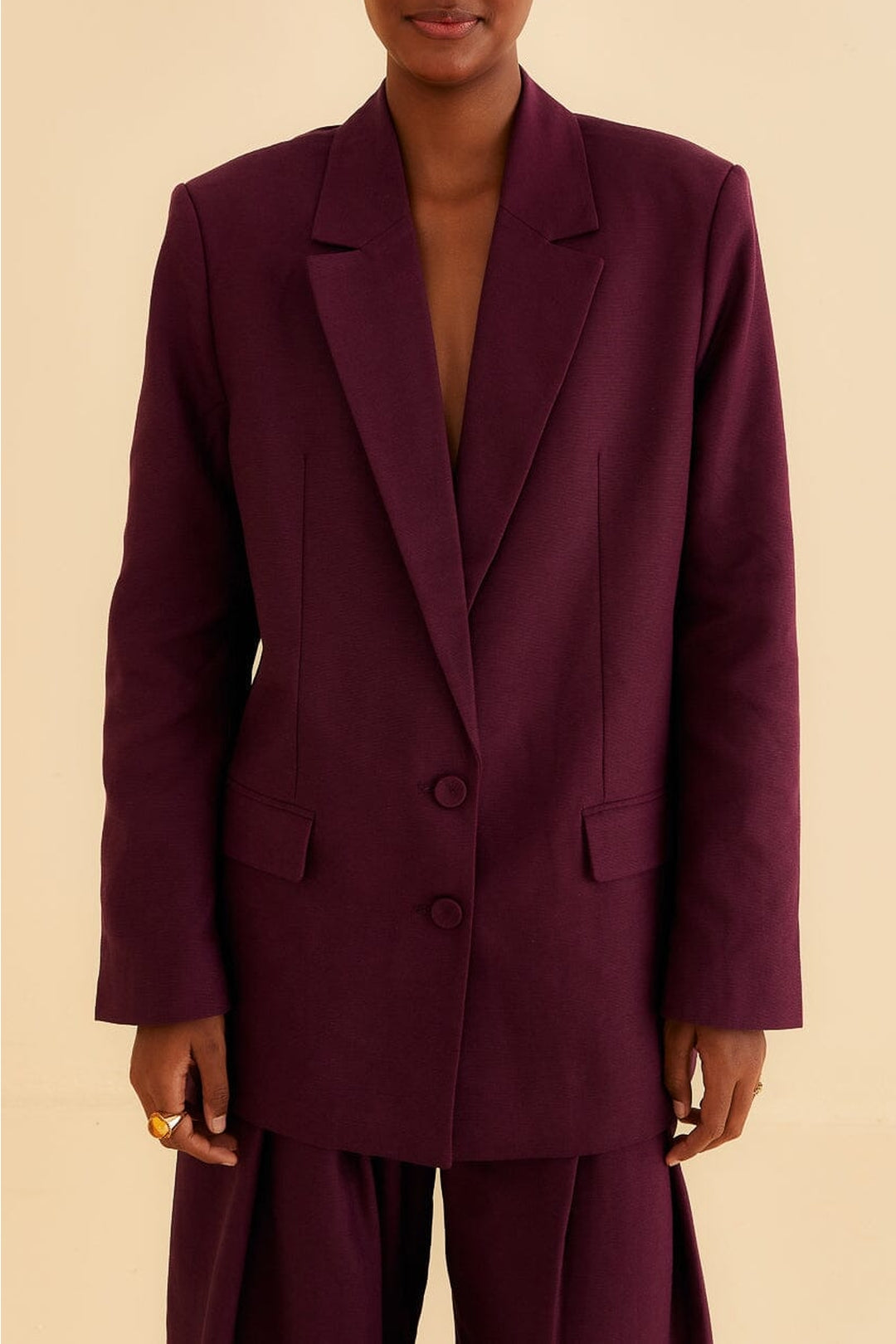 Blazer droit en coton - Bordeaux