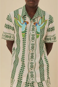 Chemise brodée en jacquard Ananas en coton - Vert