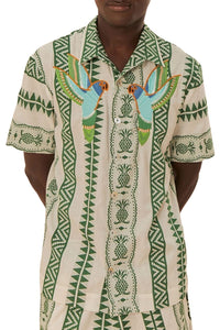 Chemise brodée en jacquard Ananas en coton - Vert