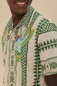 Chemise brodée en jacquard Ananas en coton - Vert