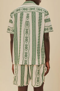 Chemise brodée en jacquard Ananas en coton - Vert