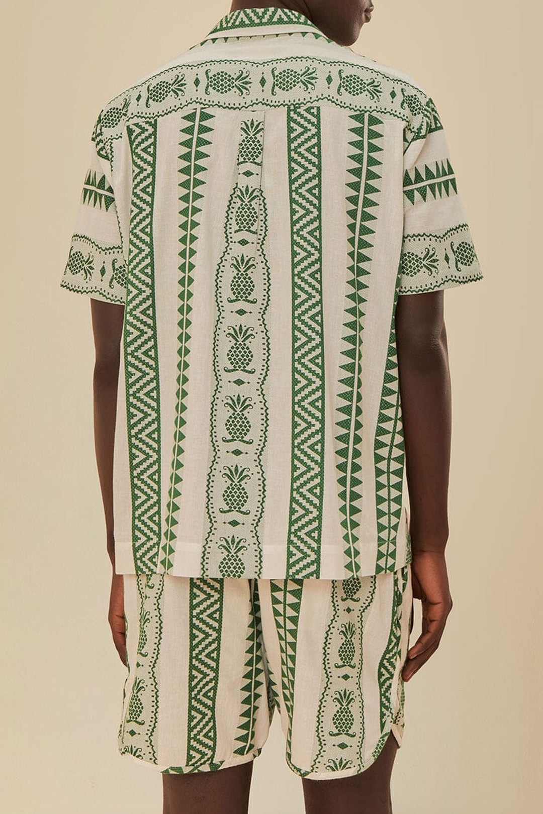 Chemise brodée en jacquard Ananas en coton - Vert