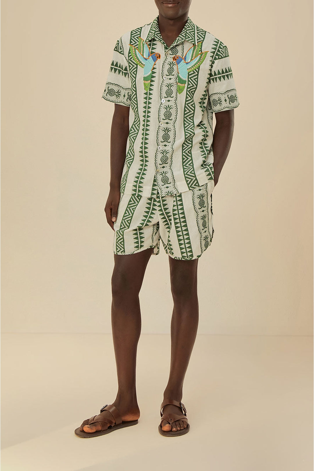 Short Ananas en jacquard en coton - Vert
