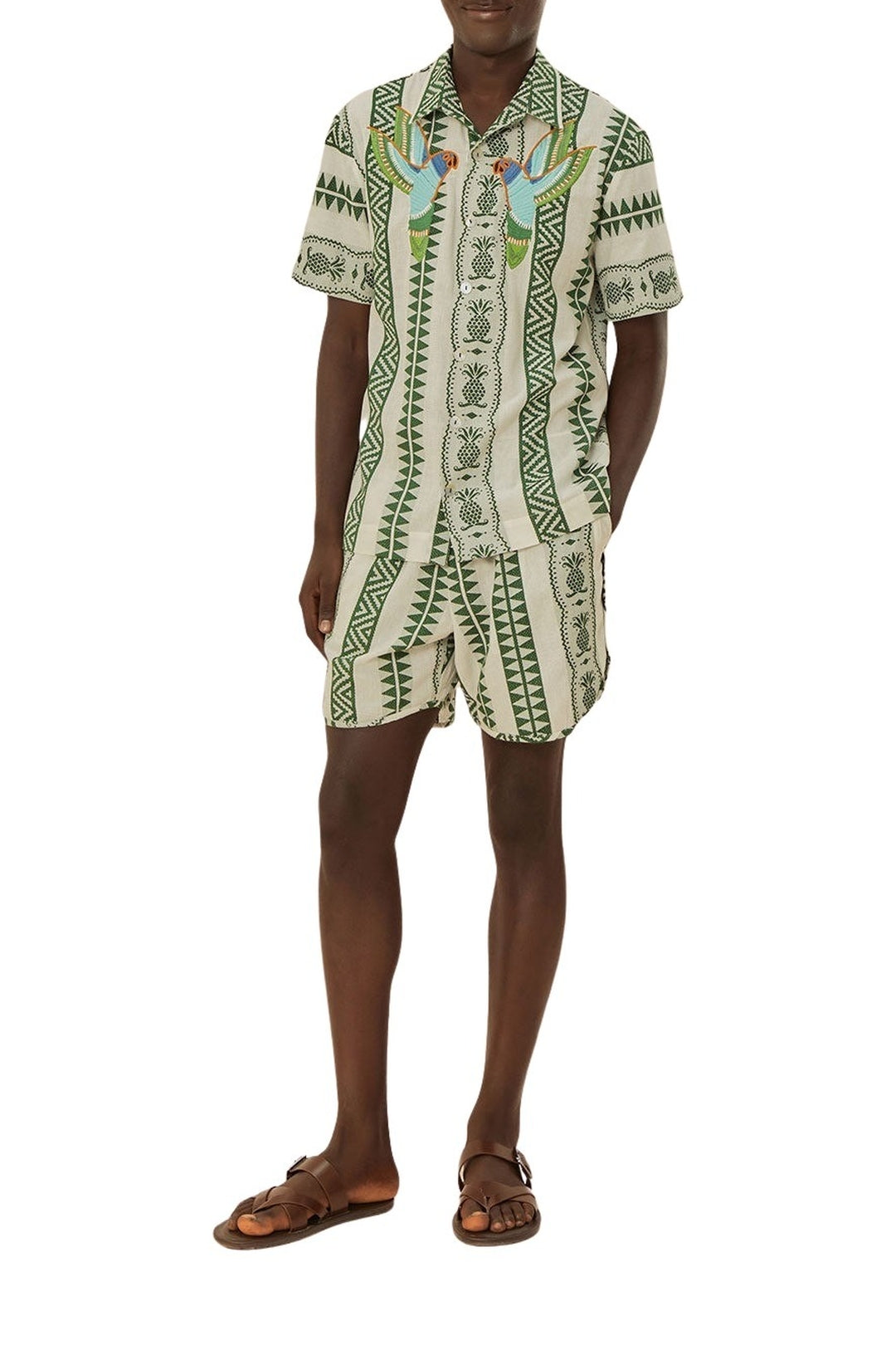 Short Ananas en jacquard en coton - Vert