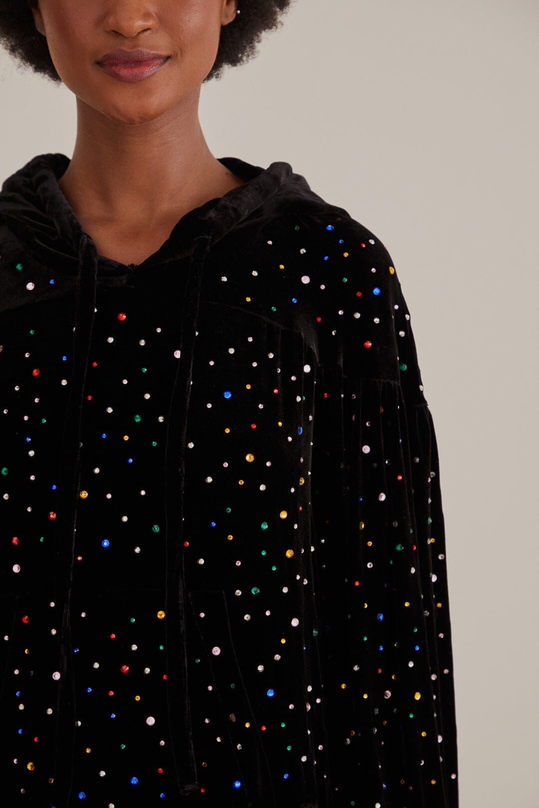 Robe courte à Manches longues en velours - Noir