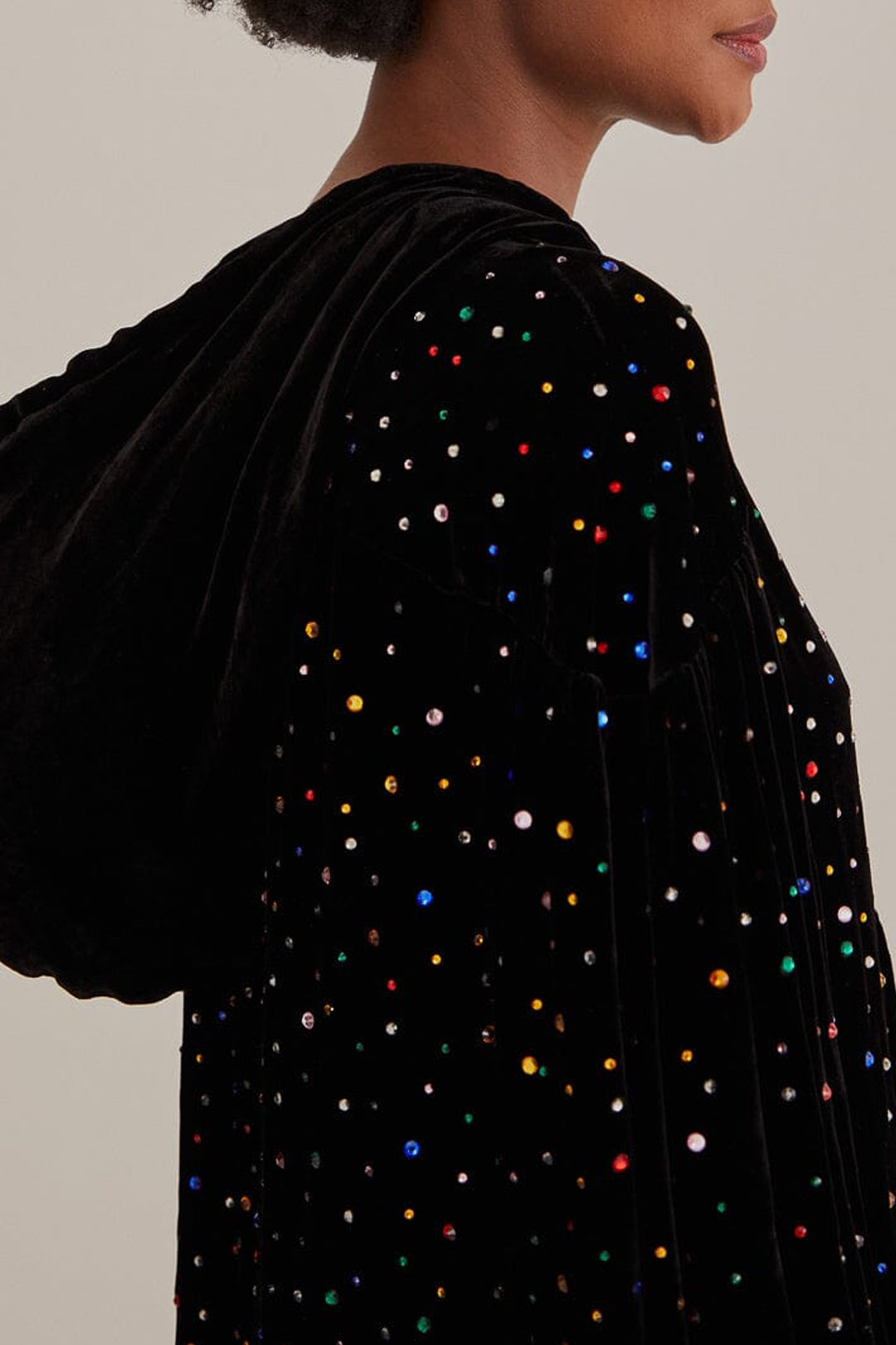 Robe courte à Manches longues en velours - Noir
