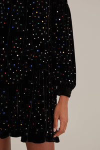 Robe courte à Manches longues en velours - Noir