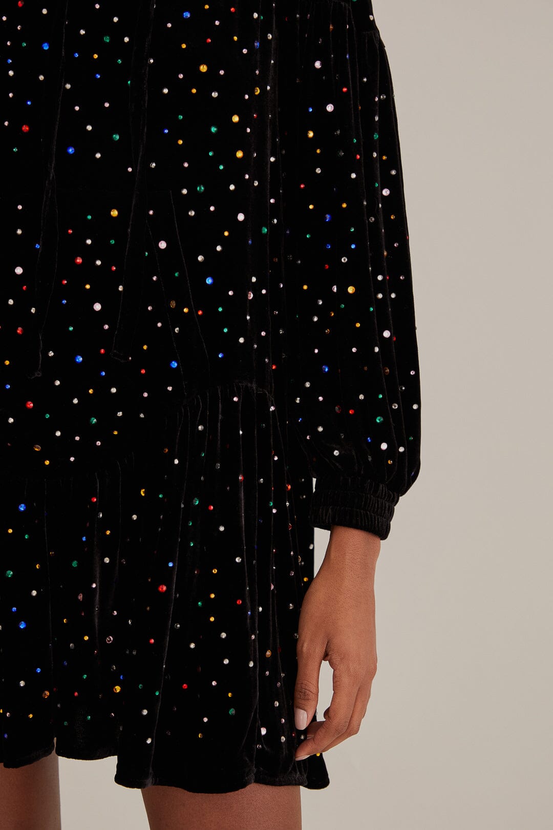 Robe courte à Manches longues en velours - Noir