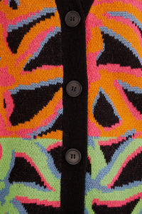 Cardigan Jardin en maille à carreaux - Orange