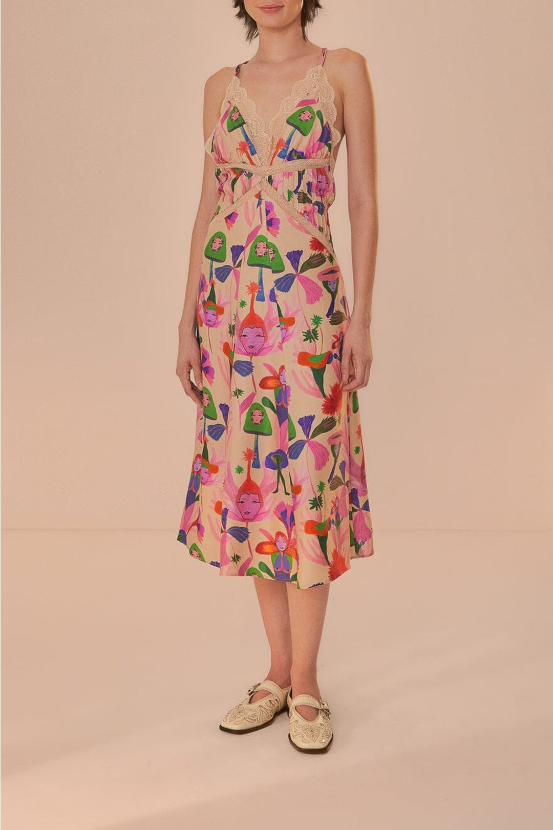 Robe midi Fairies Sand Slip - Rose