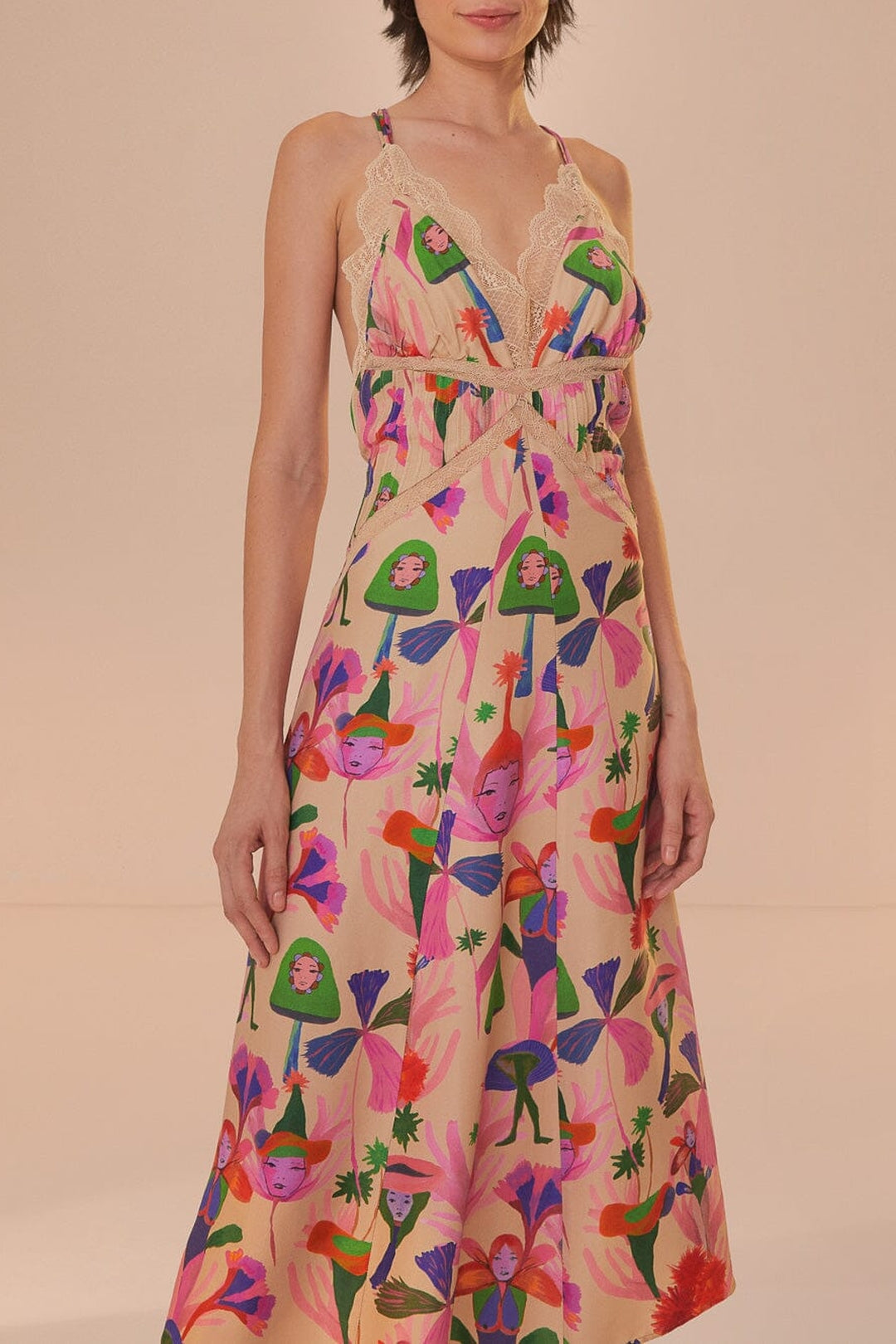 Robe midi Fairies Sand Slip - Rose