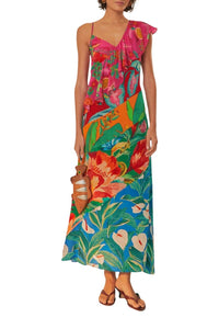 Robe longue à bretelles Flowery Rufle - Multicolore