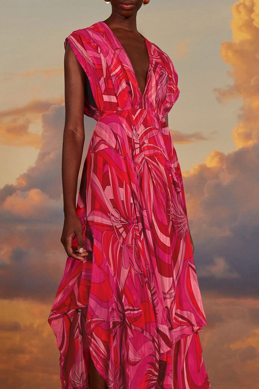 Robe midi Endless Summer à encolure en - Rouge